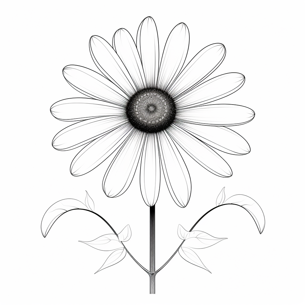 Minimalist daisy flower tattoo stencil