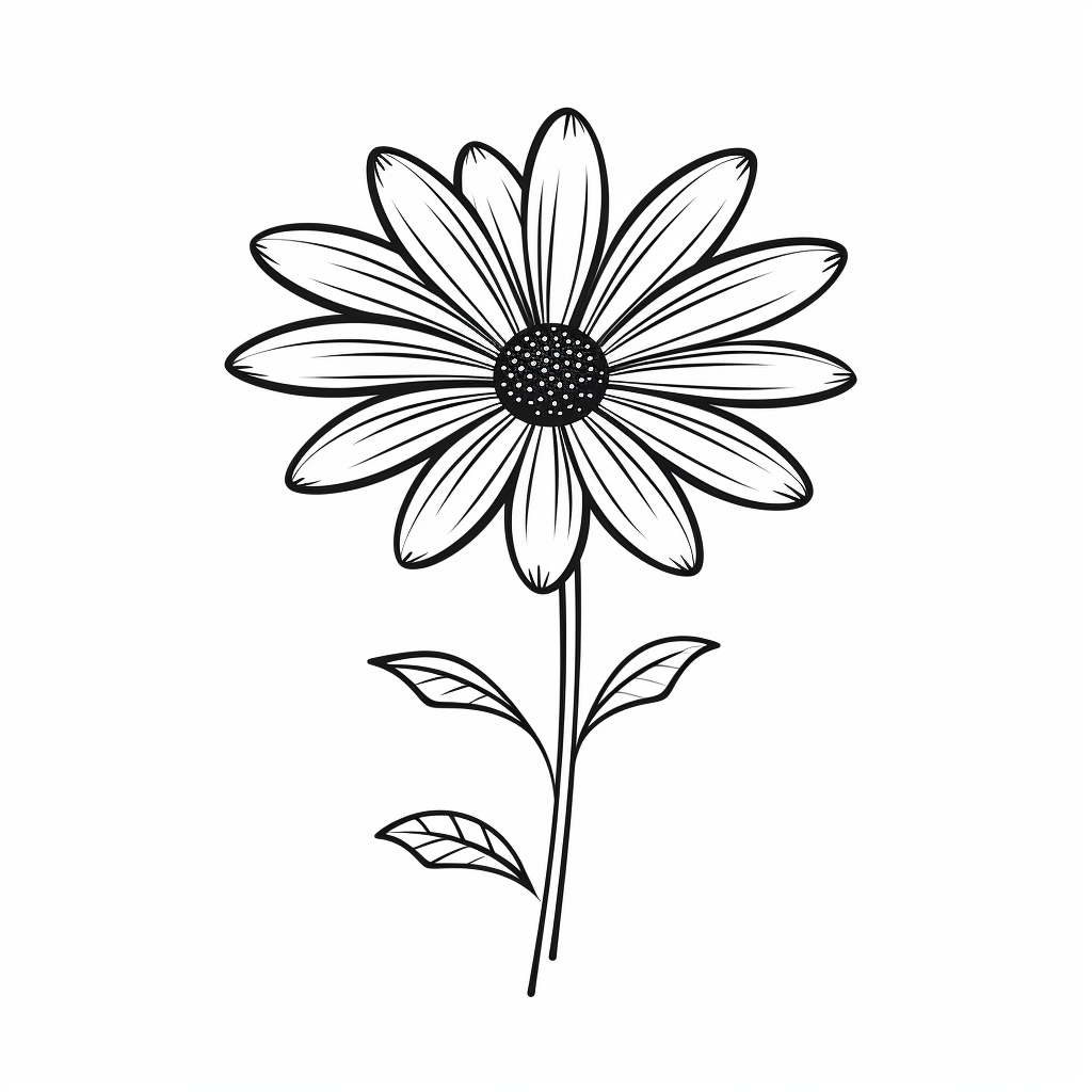 Minimalist black and white daisy flower landscape