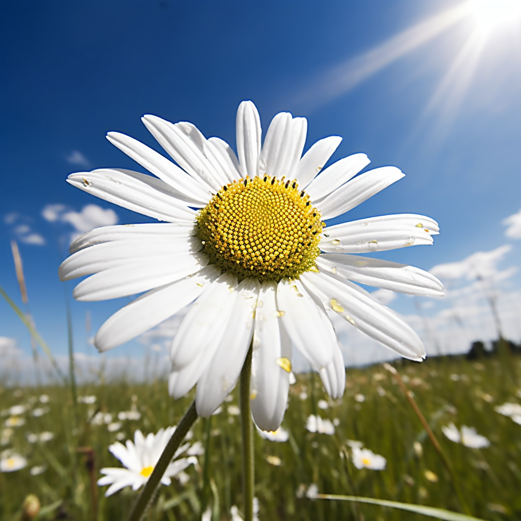 Daisy with blue sky backdrop