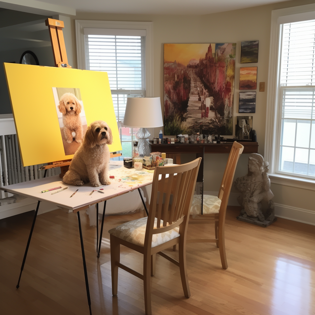 Daisy enjoying the creative dining room setup