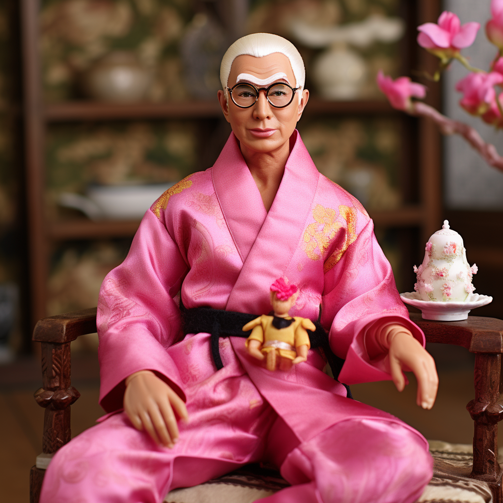 Dalai Lama Ken from Barbie in pink attire