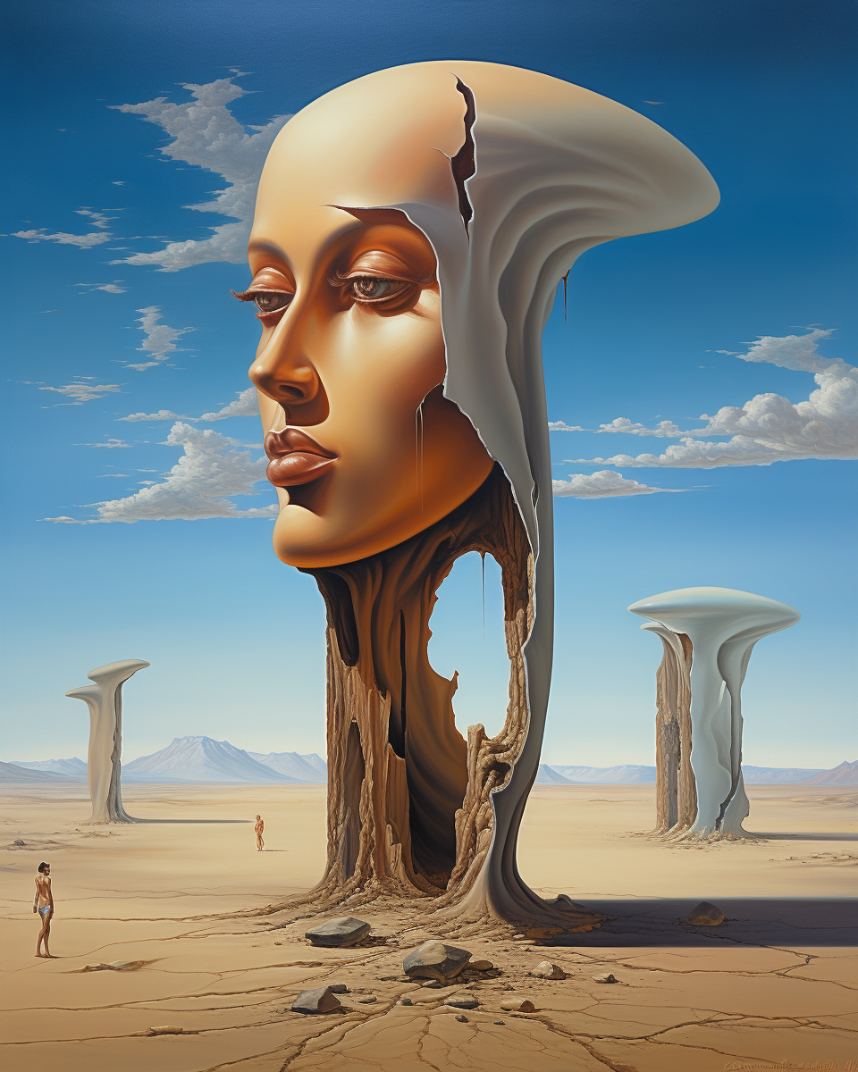 Salvador Dali-inspired monolithic woman artwork