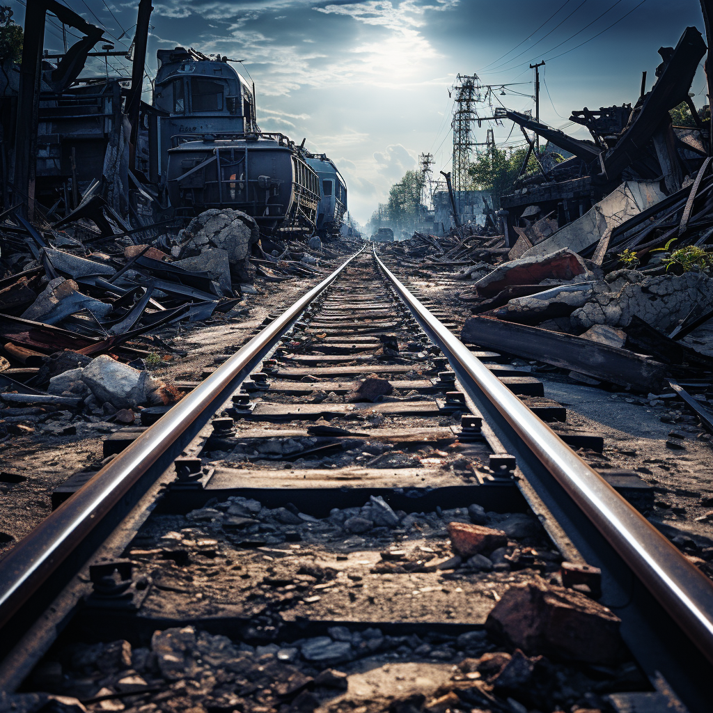 Damaged and warped train track