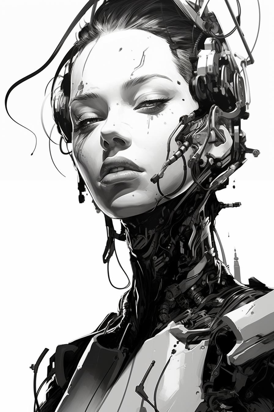 Portrait of a Damaged Cyborg with a Pretty Face