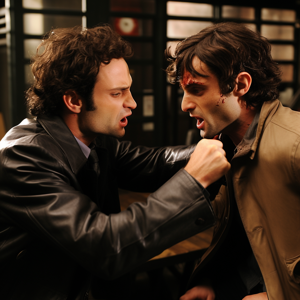 Dan Humphrey fighting Joe Goldberg fiercely