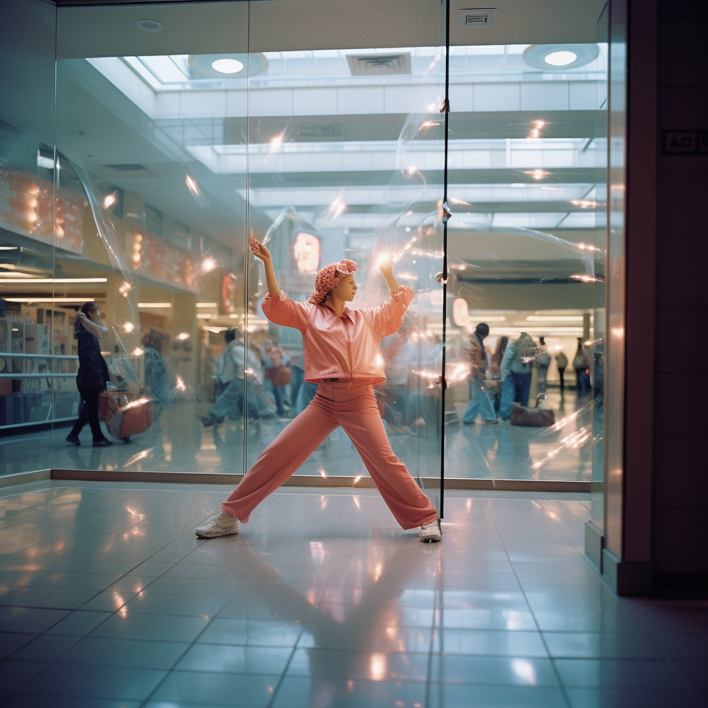 Dance school window in mall