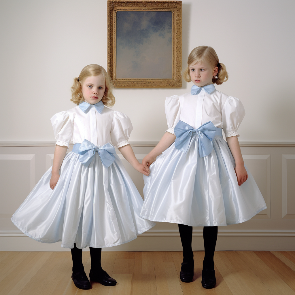 Two girls dancing together on a white background