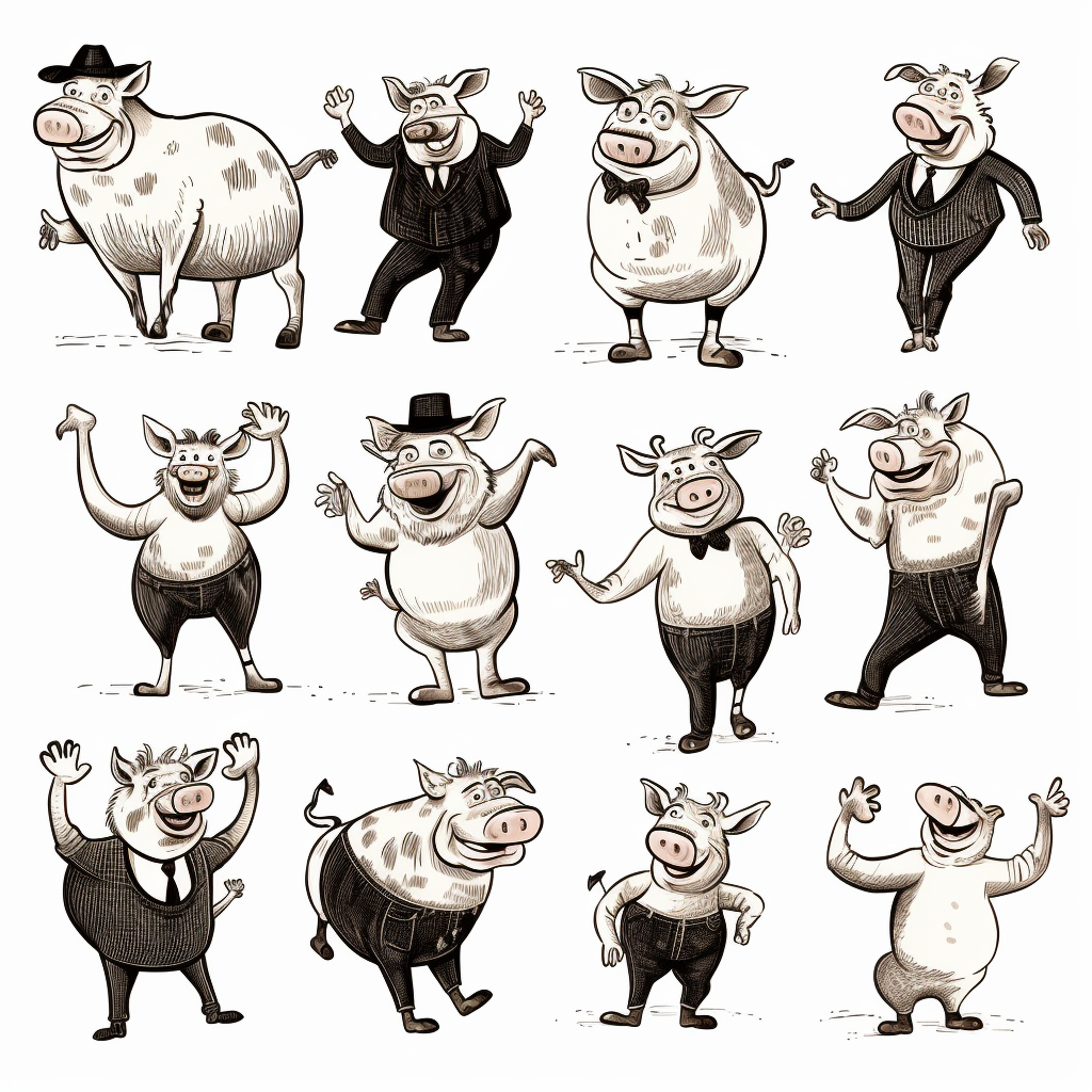 Cartoon farm animals having fun