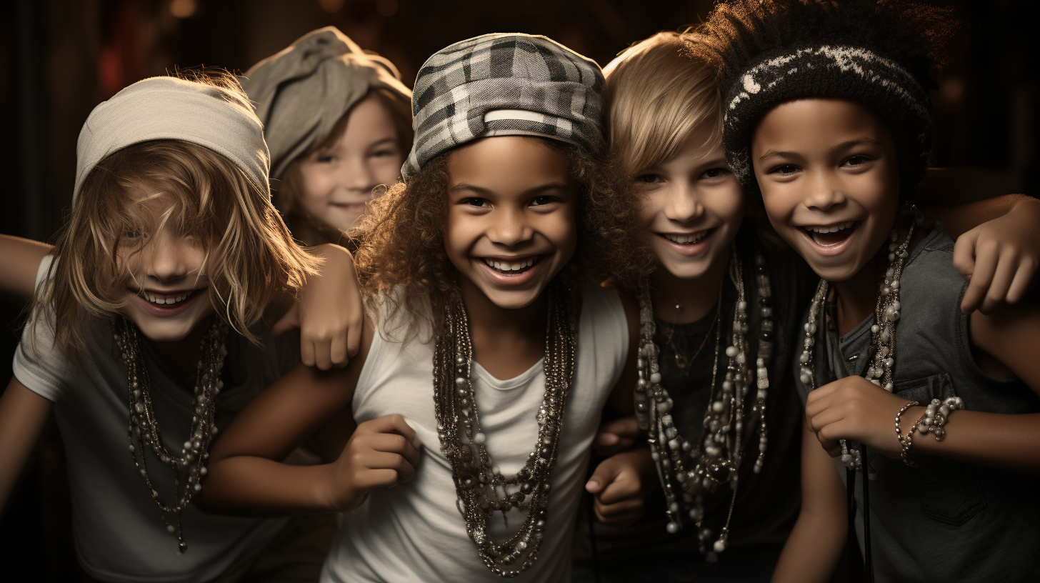 Quirky children having a Santa dance party