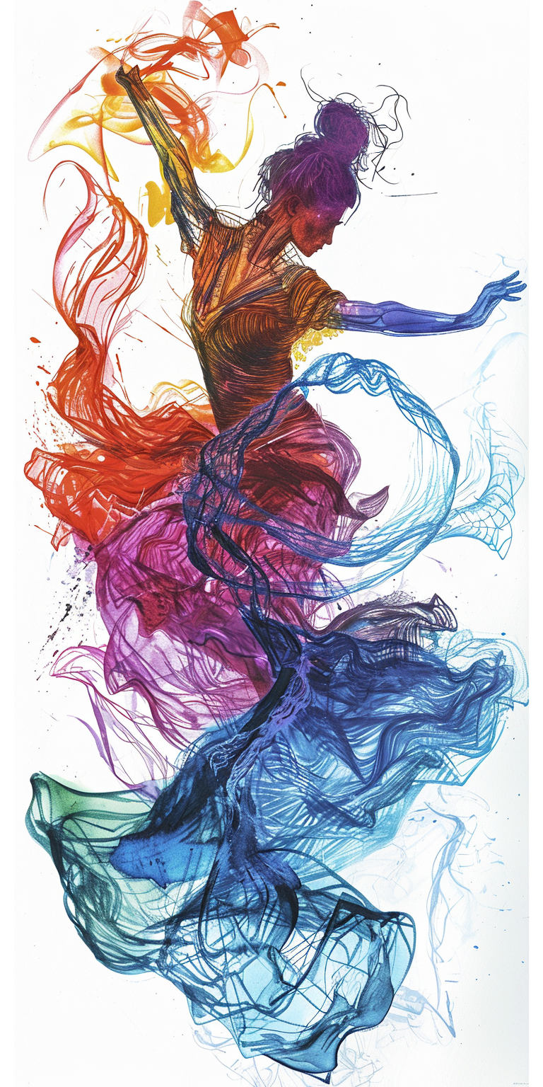 Woman Dancing Flowing Dress Clipart