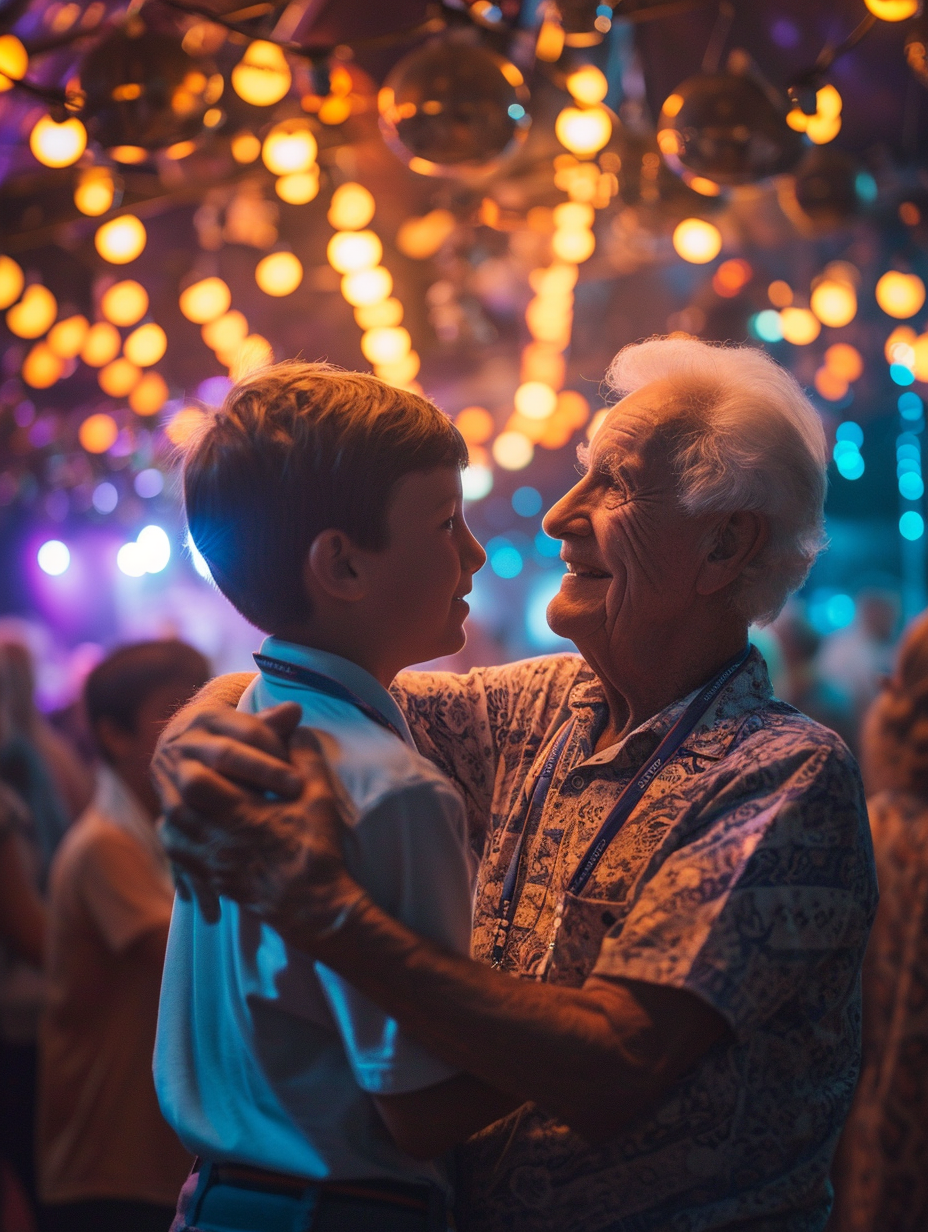 Young Boy and Grandpa Dancing