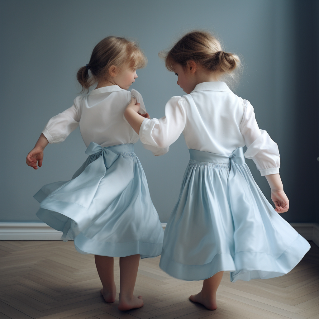 Two Cute Girls Dancing on White Background