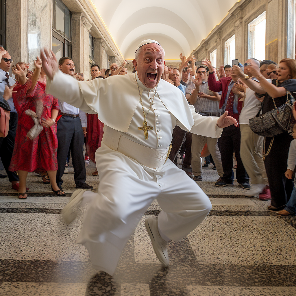 Dancing Pope in Vatican with Ignoring Tourists