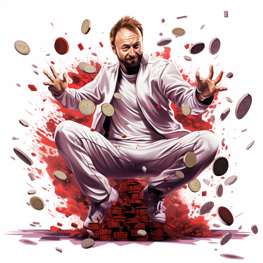 Daniel Negreanu smashing poker chip with karate kick