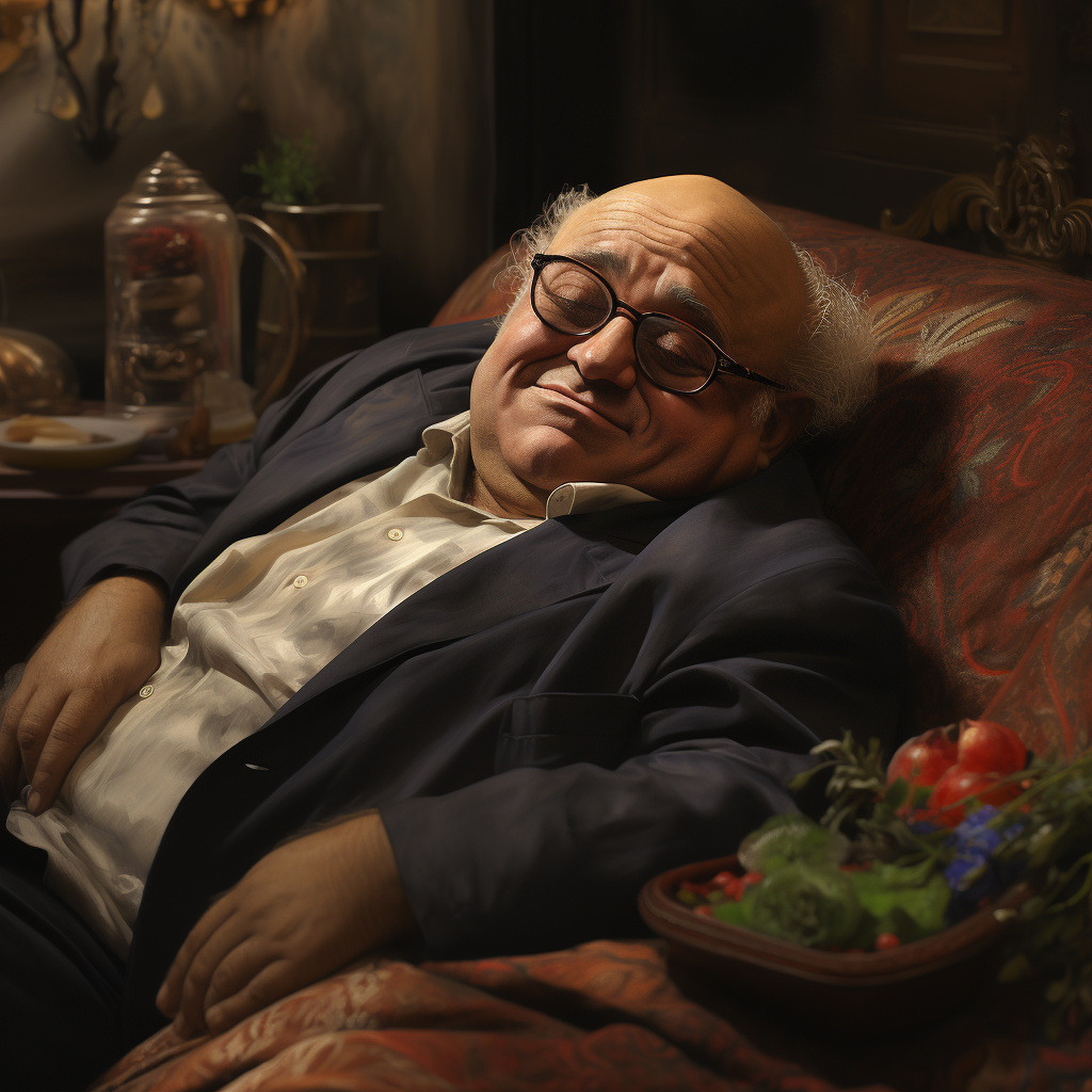 Danny Devito sleeping with a smile