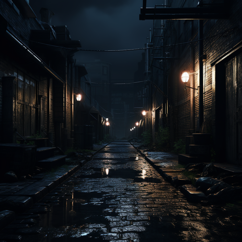 Dark alley scene with cinematic vibes