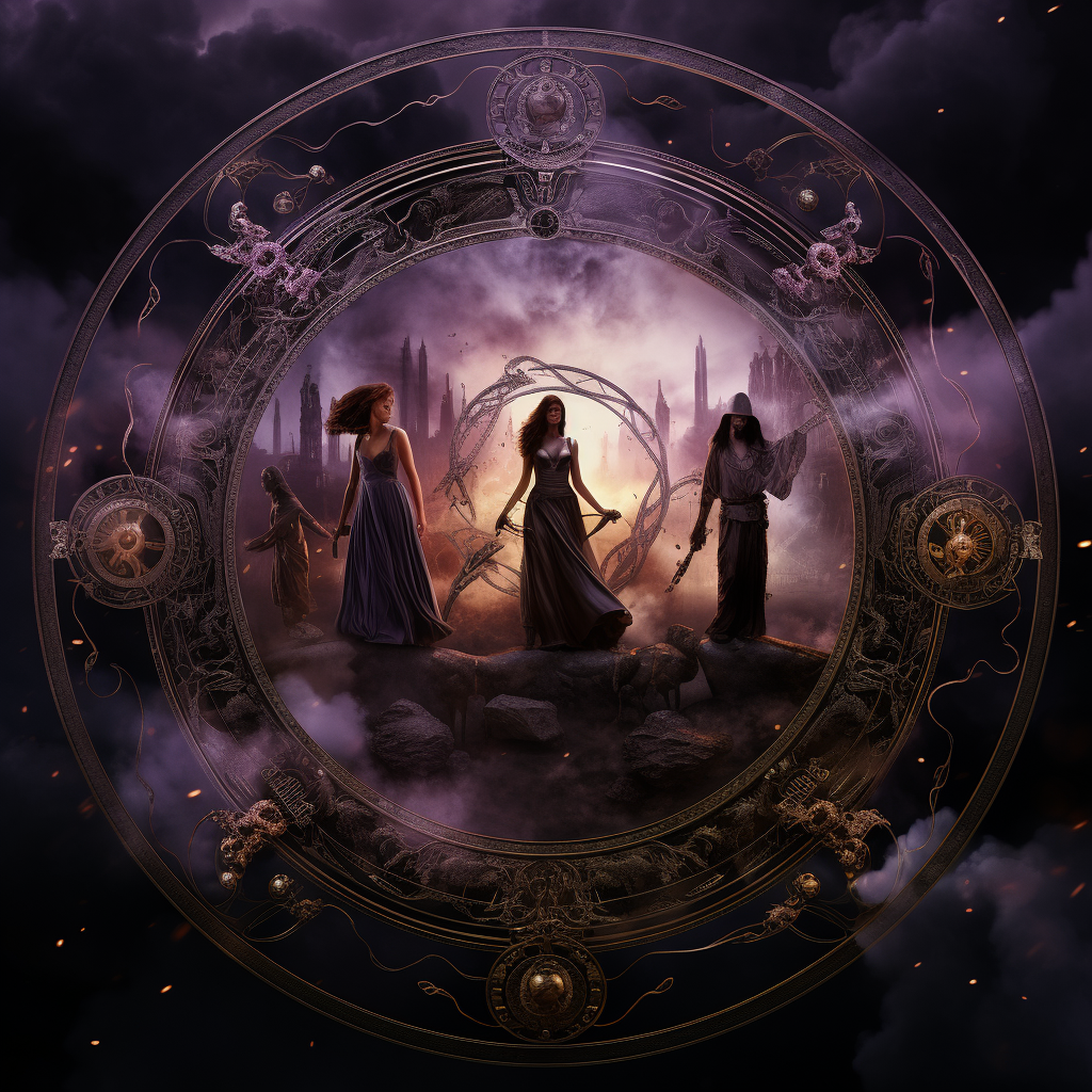 Dark archetype wheel with mystical background