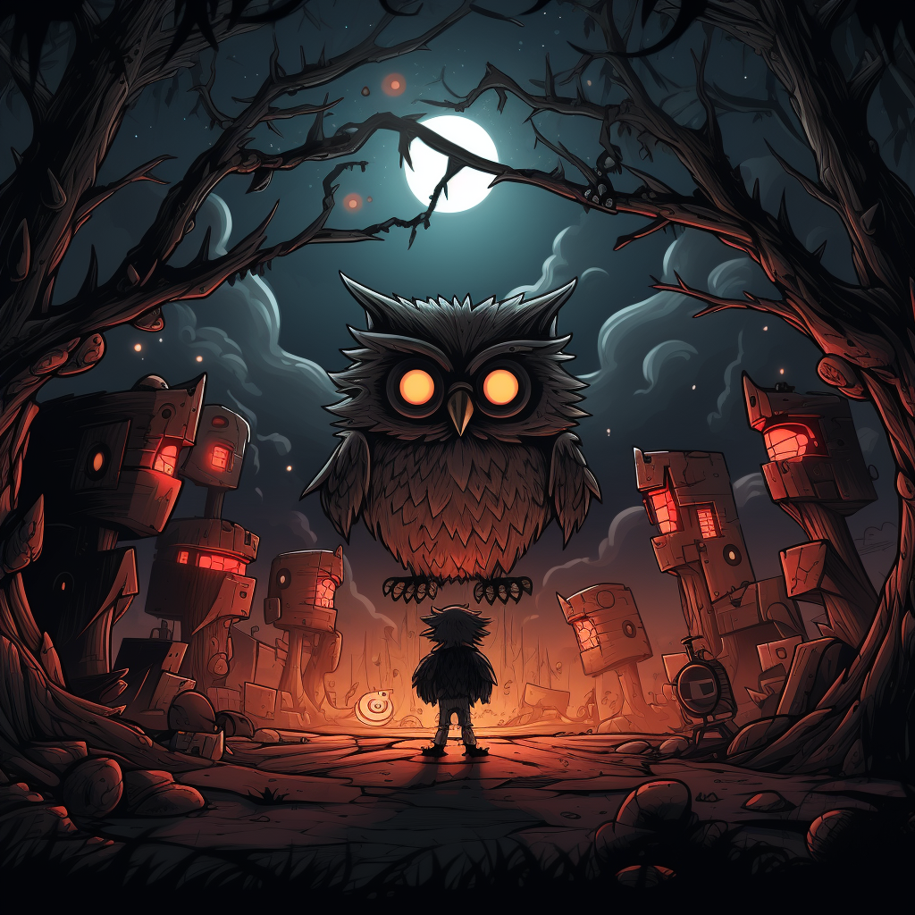 Dark Forest Owl Creature Illustration