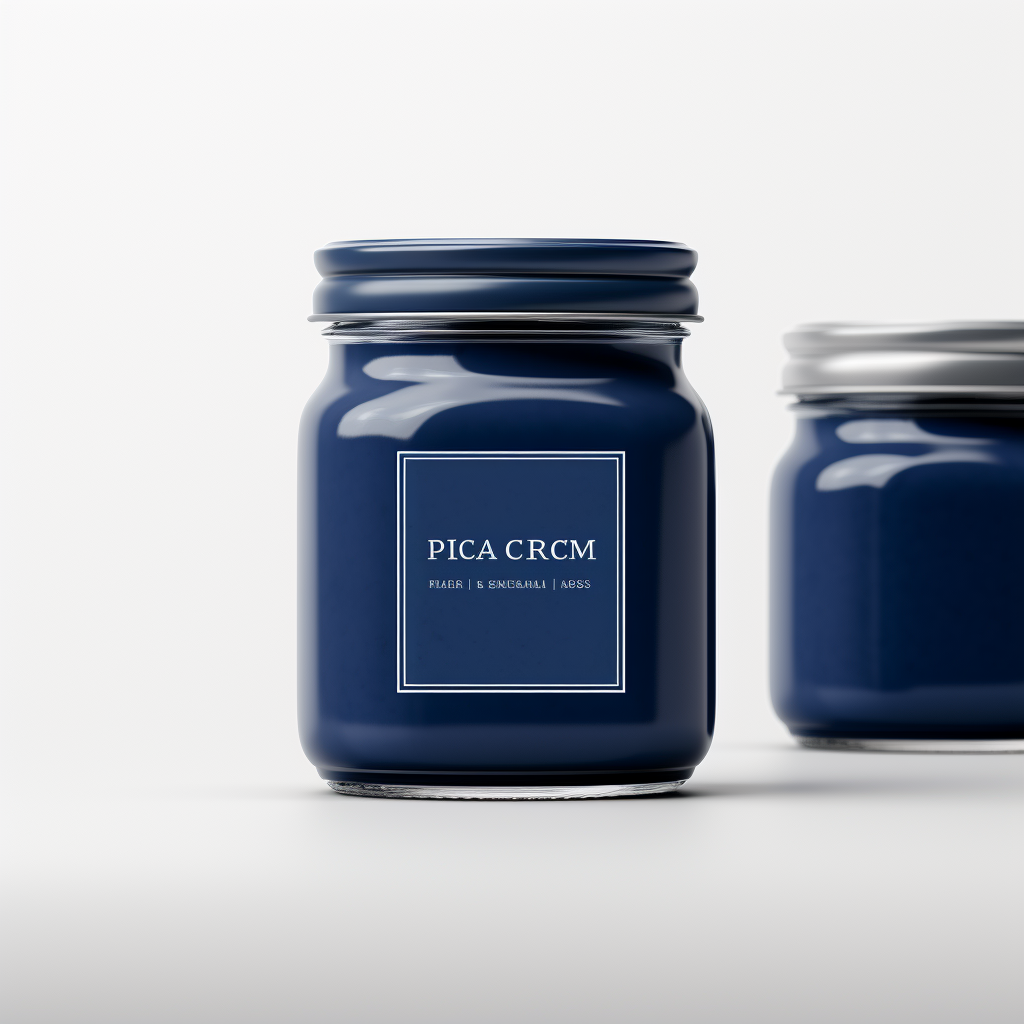 Dark blue jar mockups on white background