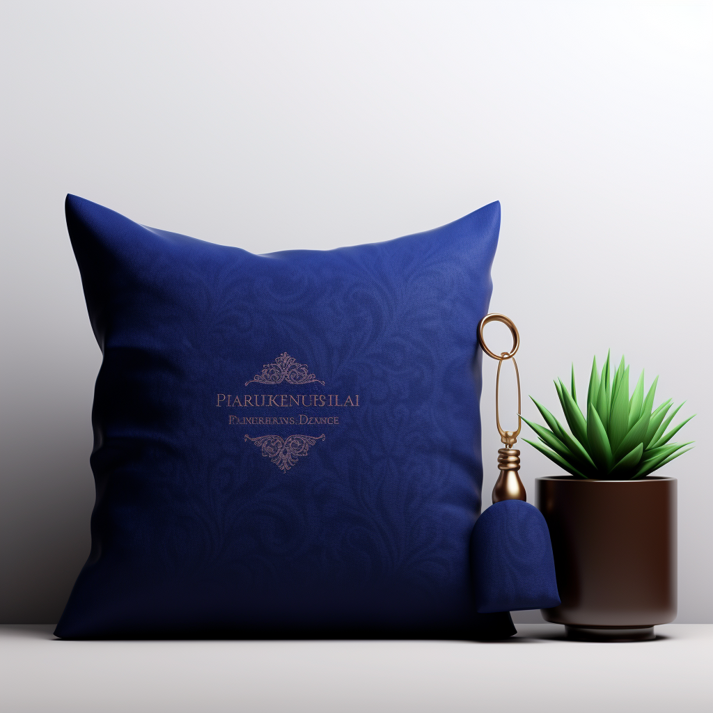 Mockup of Dark Blue Pillow Bag