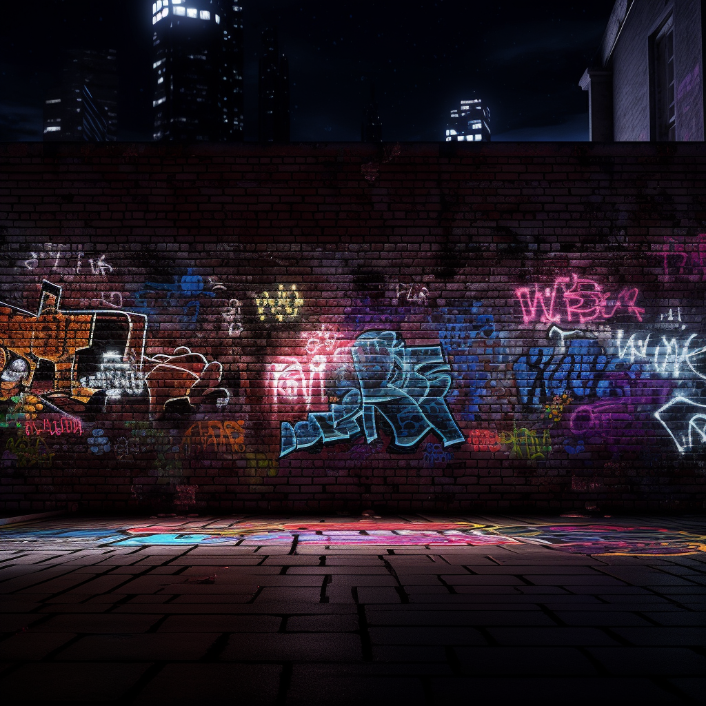 graffiti on dark brick wall