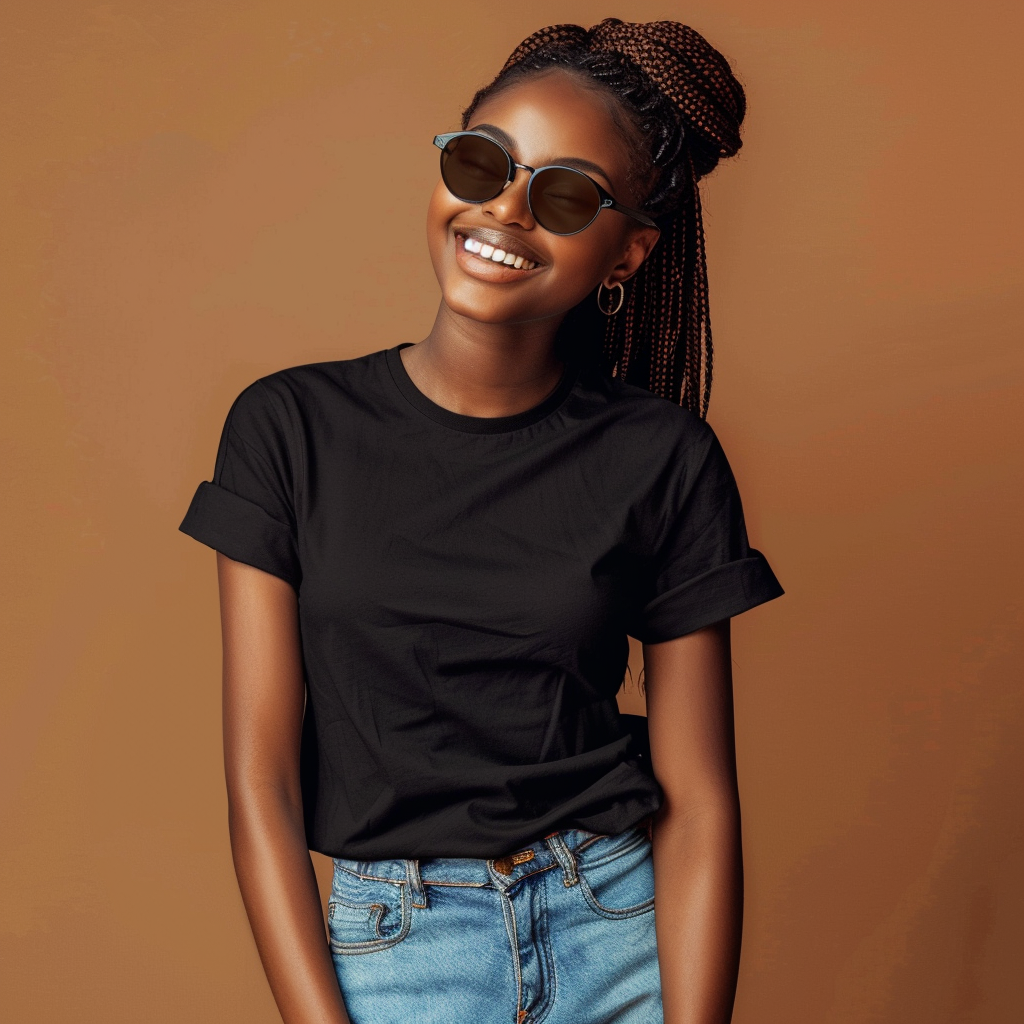 Dark Brown Woman Tshirt Mockup