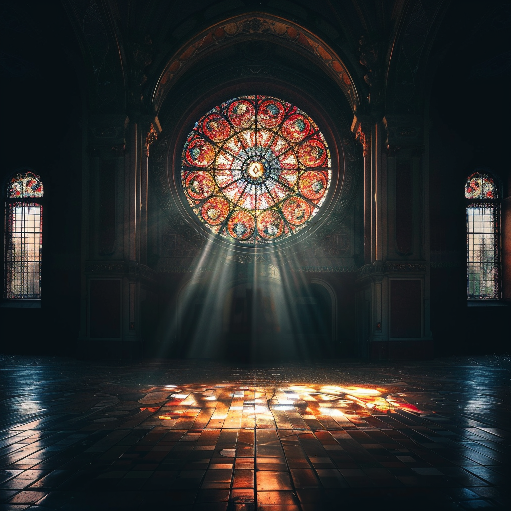 detailed stained glass window photography