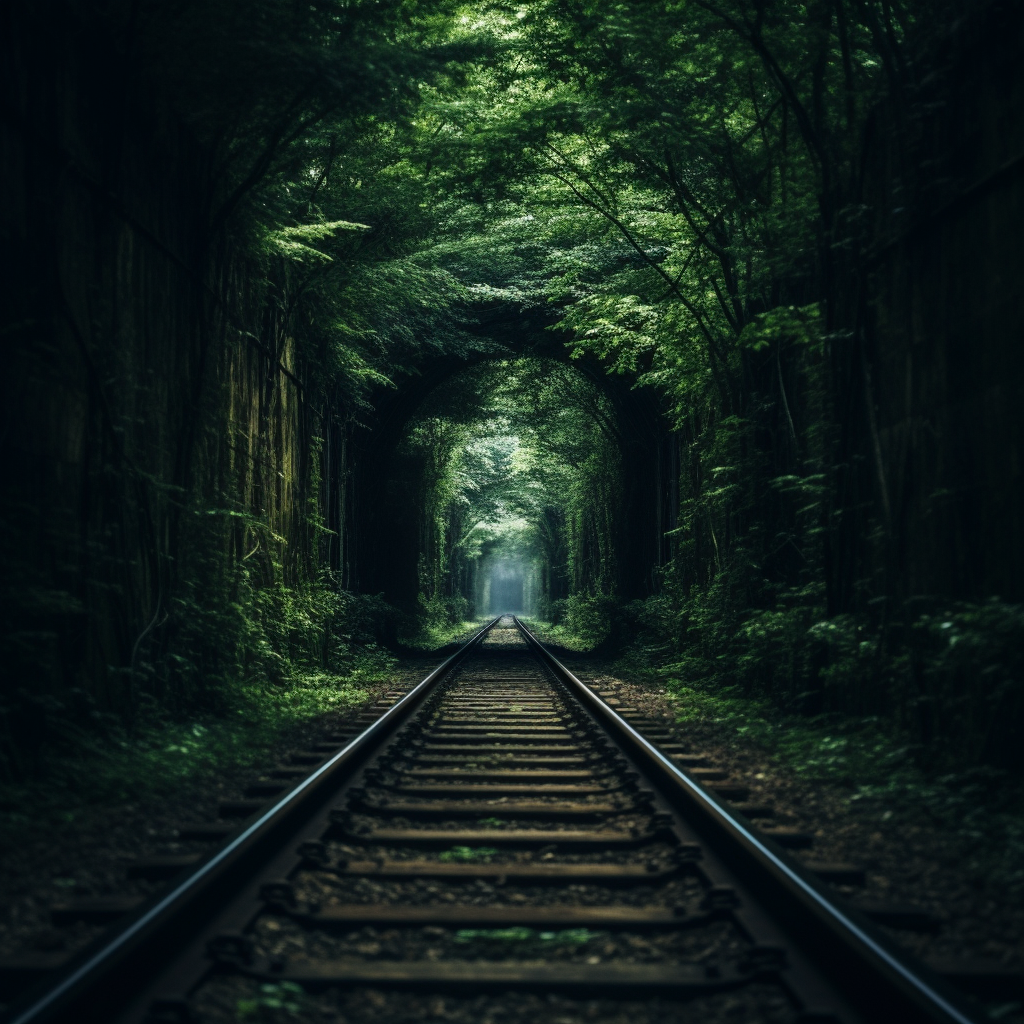 Dark Depressing Tunnel to Blurred Forest