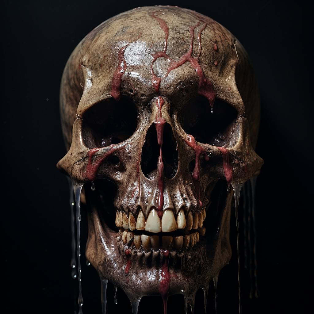 Dark dramatic skull tearing material image