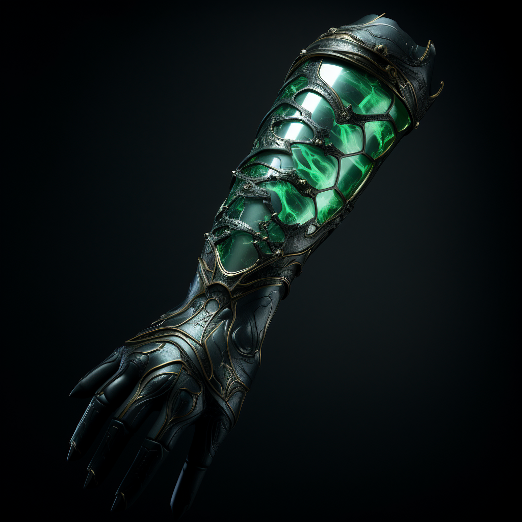 Dark energy arm prosthetic in medieval fashion