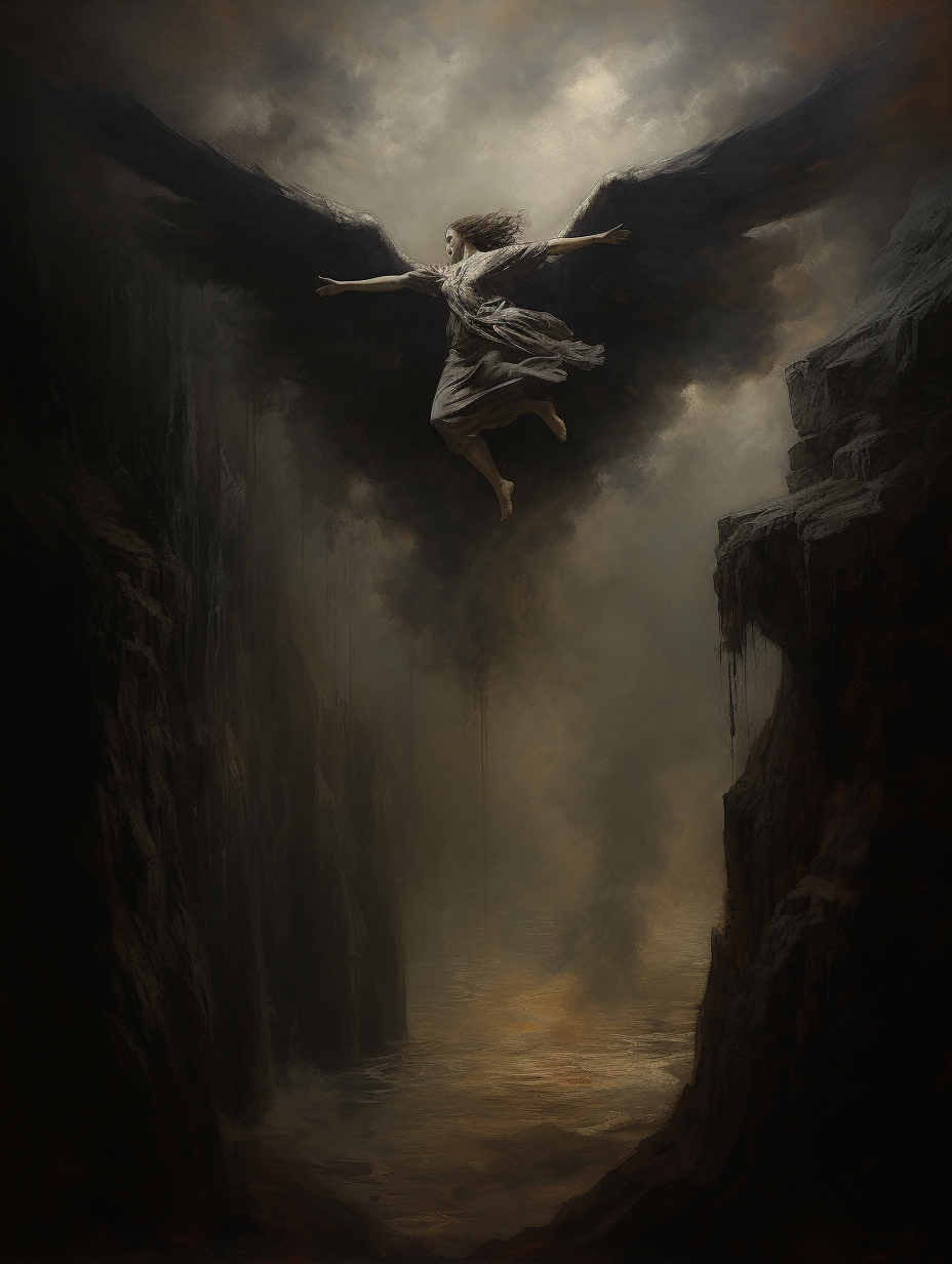 Dark Fantasy Angel Cliff Jump