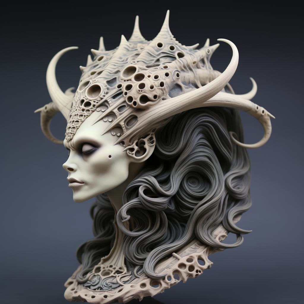 Dark fantasy bone sculpture art