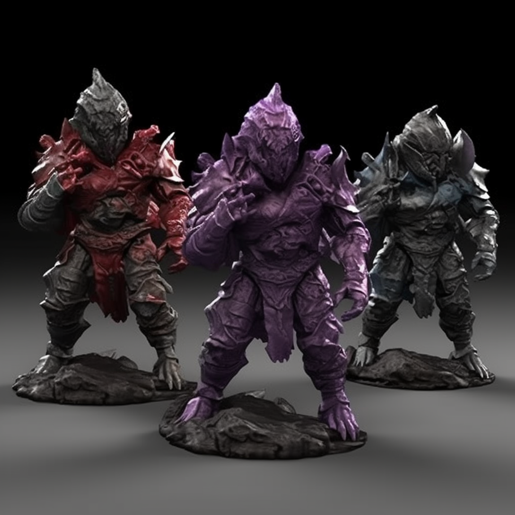 Realistic 3D Render of Dark Fantasy Obsidian Golems