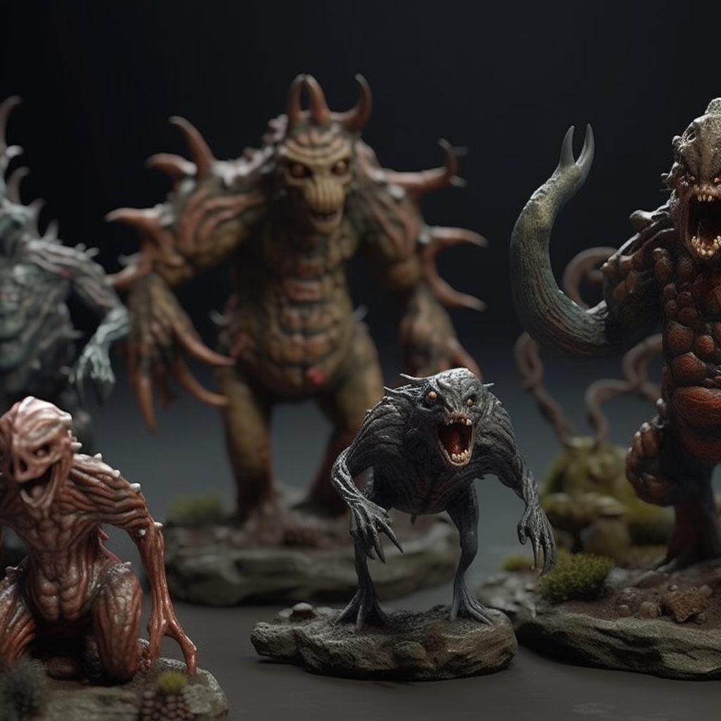 Dark fantasy colored DnD monsters