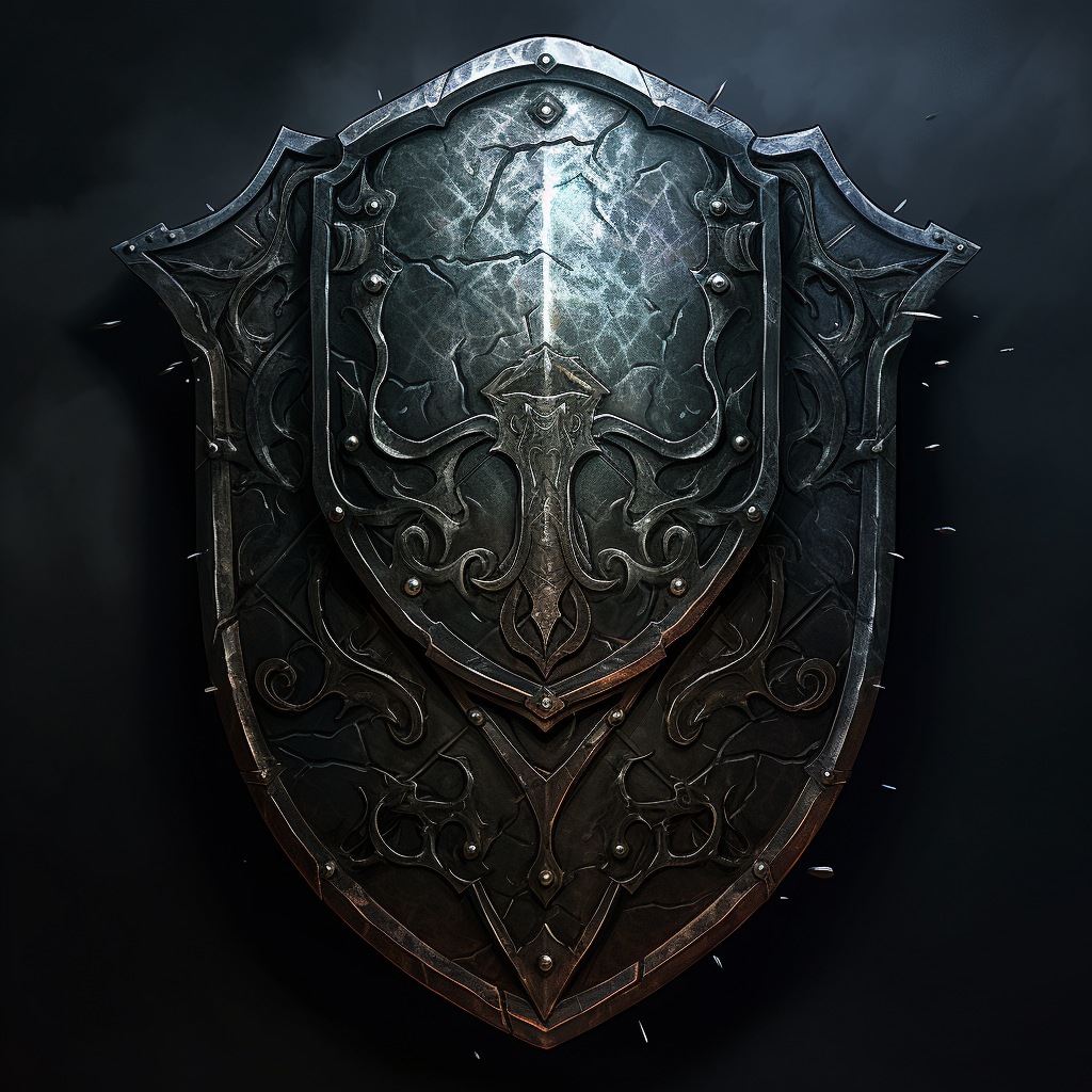 Stylish shield in dark fantasy  (6 words)