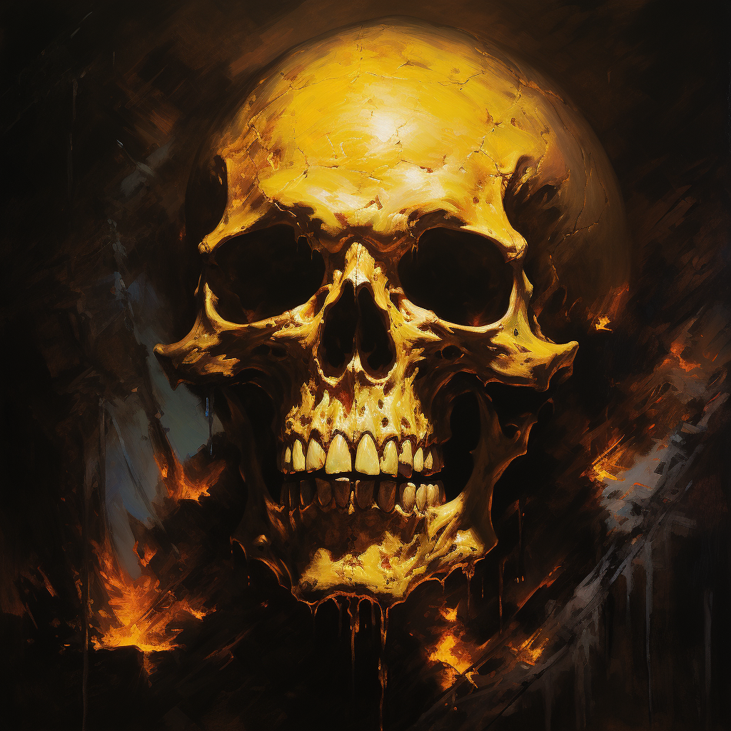 Eerie dark fantasy skull art