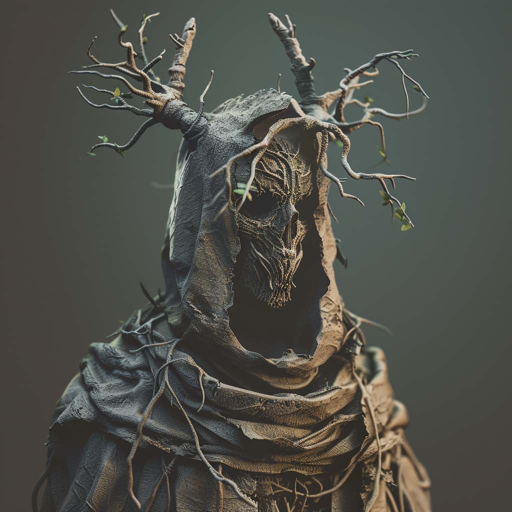 Dark forest druid character torso