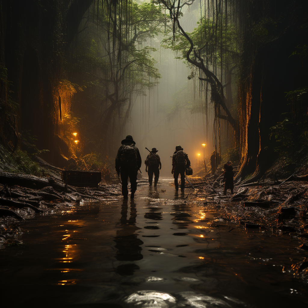 People standing on rocks by water