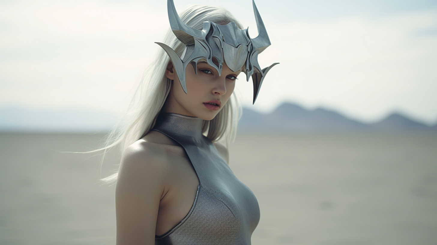 Portrait of a Dark Futuristic Desert Girl