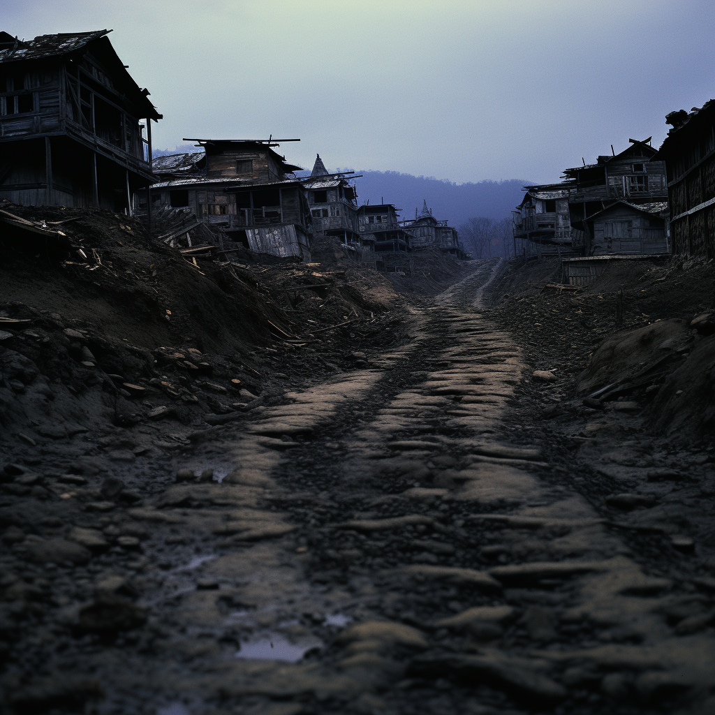 Red dragon footprints on dark landscape