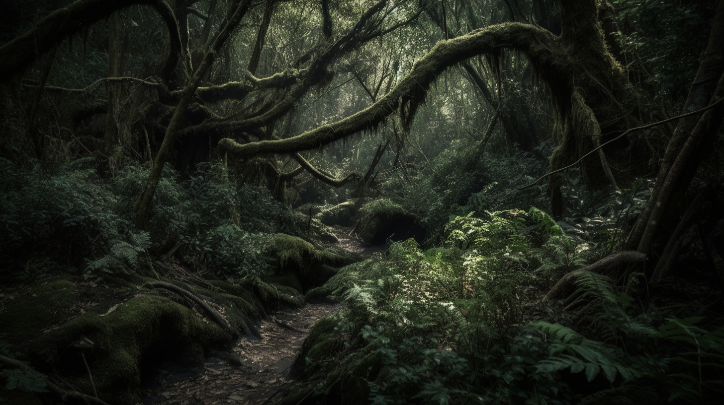 Dark Gnarly Forest Trees Plants