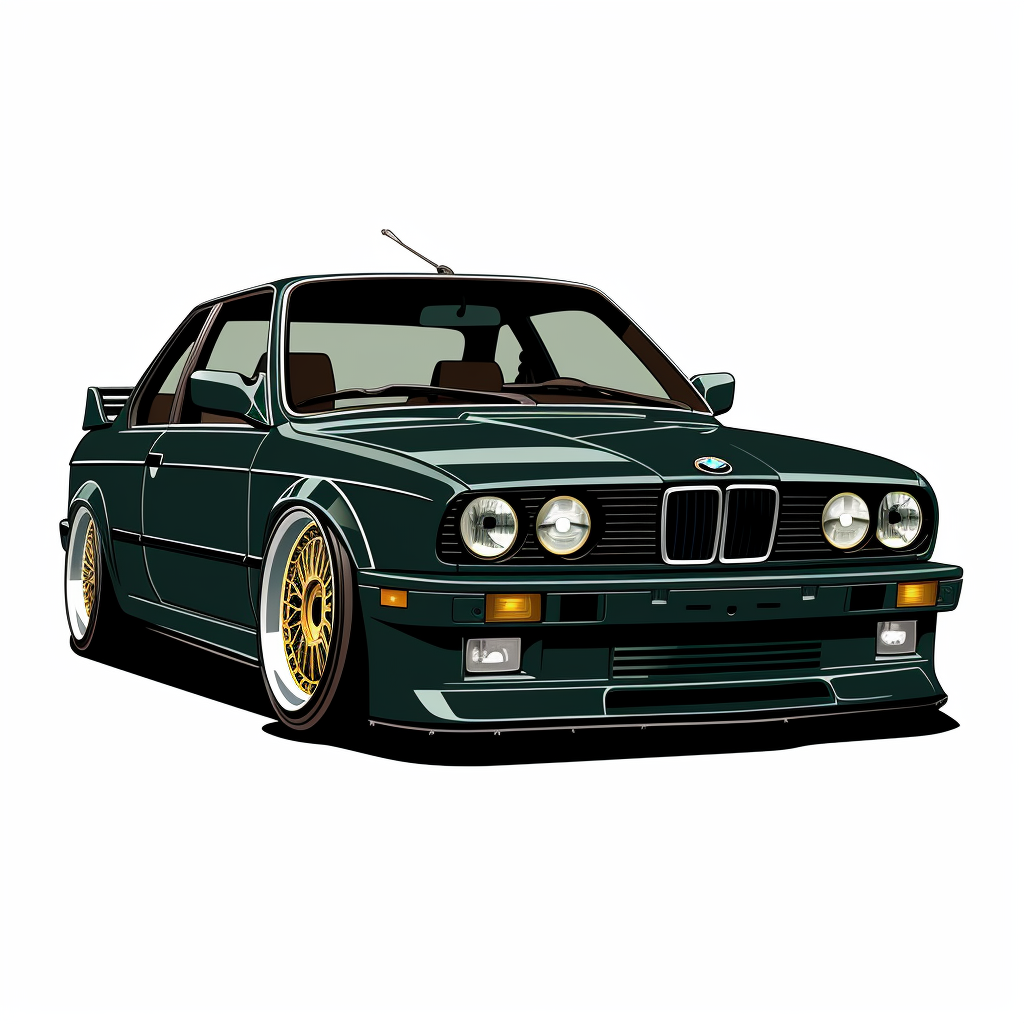 Dark Green BMW E30 M3 Cartoon