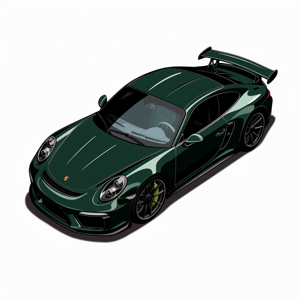 Satellite view of dark green Porsche GTR3