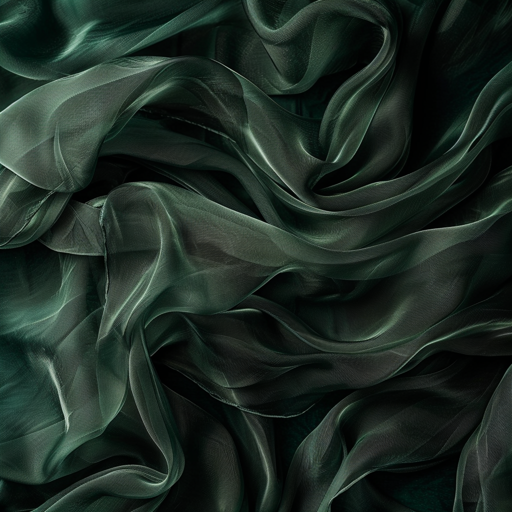 Dark green silk fabric closeup