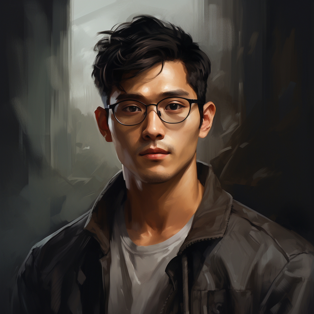 Stylish Asian man with glasses