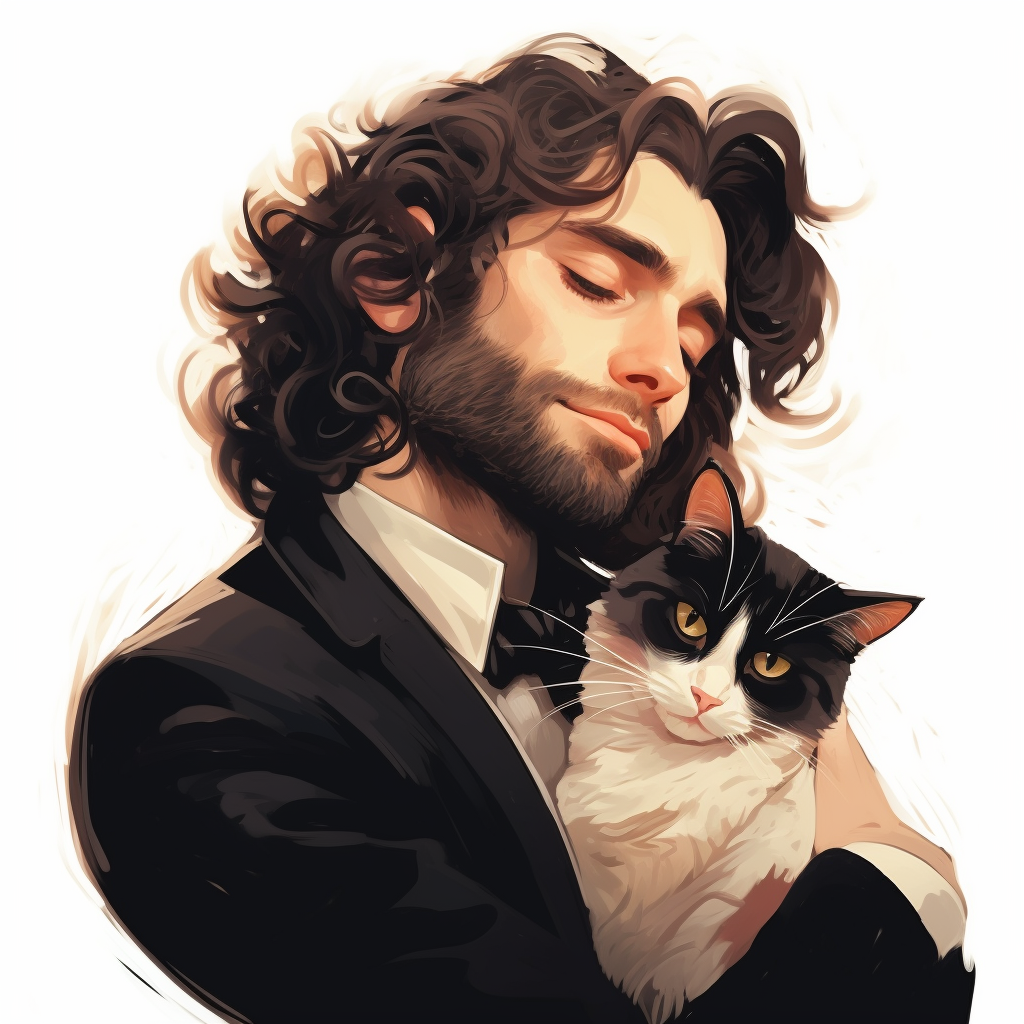 Illustration of Young Musician with Cat Pocket Square