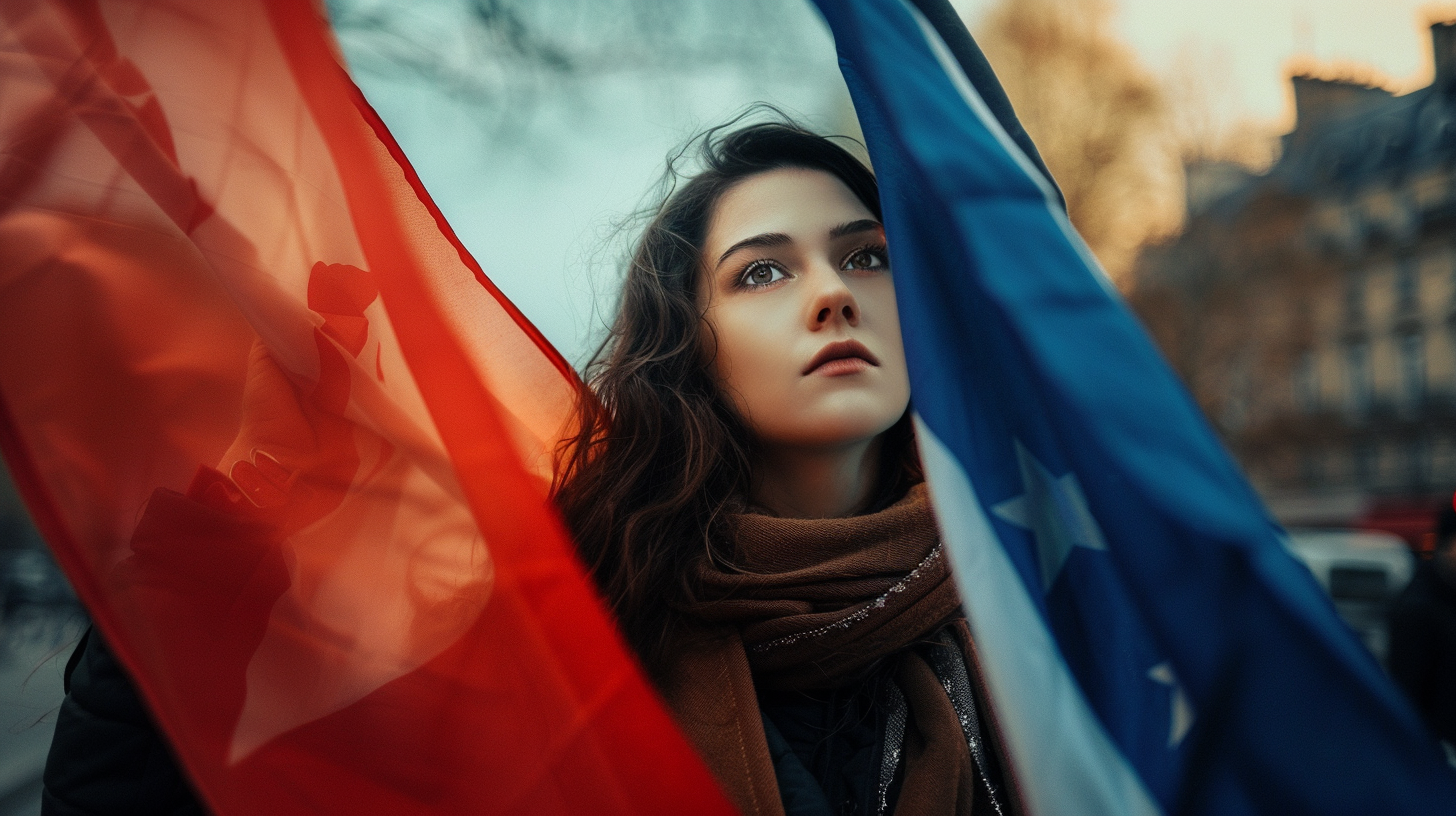 Woman Holding France Flag