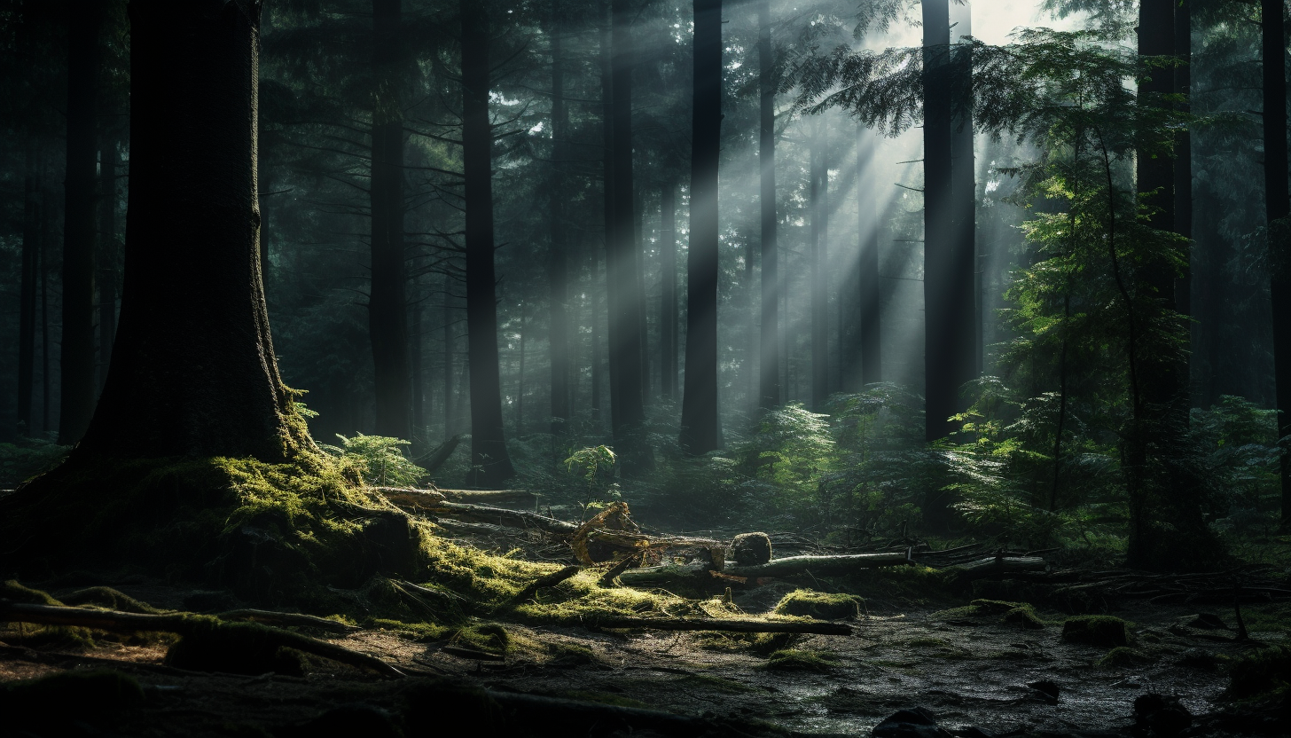 Majestic fallen tree covered in moss