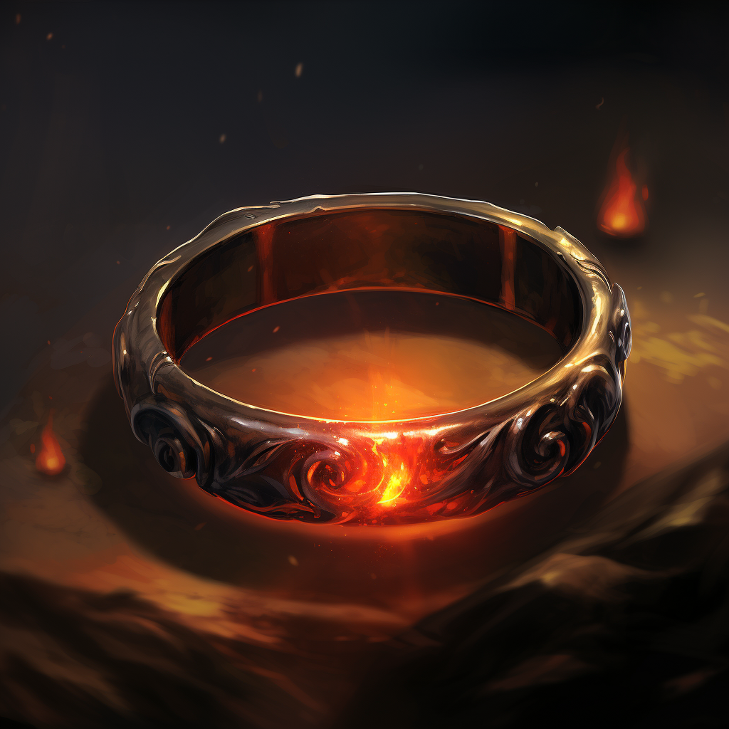 Dark metal ring band with fire stone