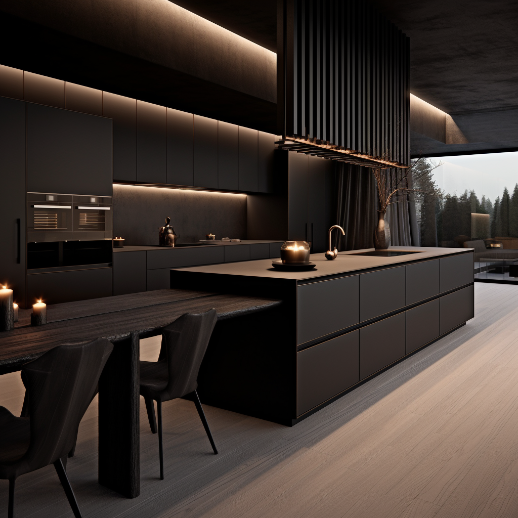 Dark minimalist modern kitchen